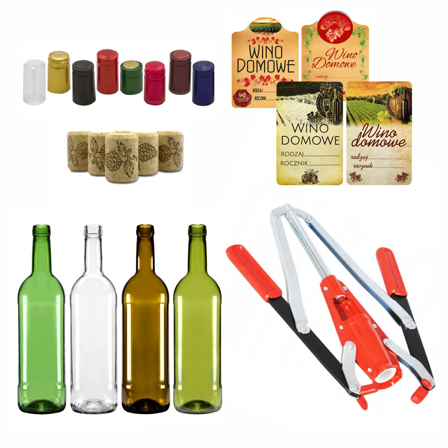 

30x Butelka do Wina 750 ml Zestaw Korkownica Korki