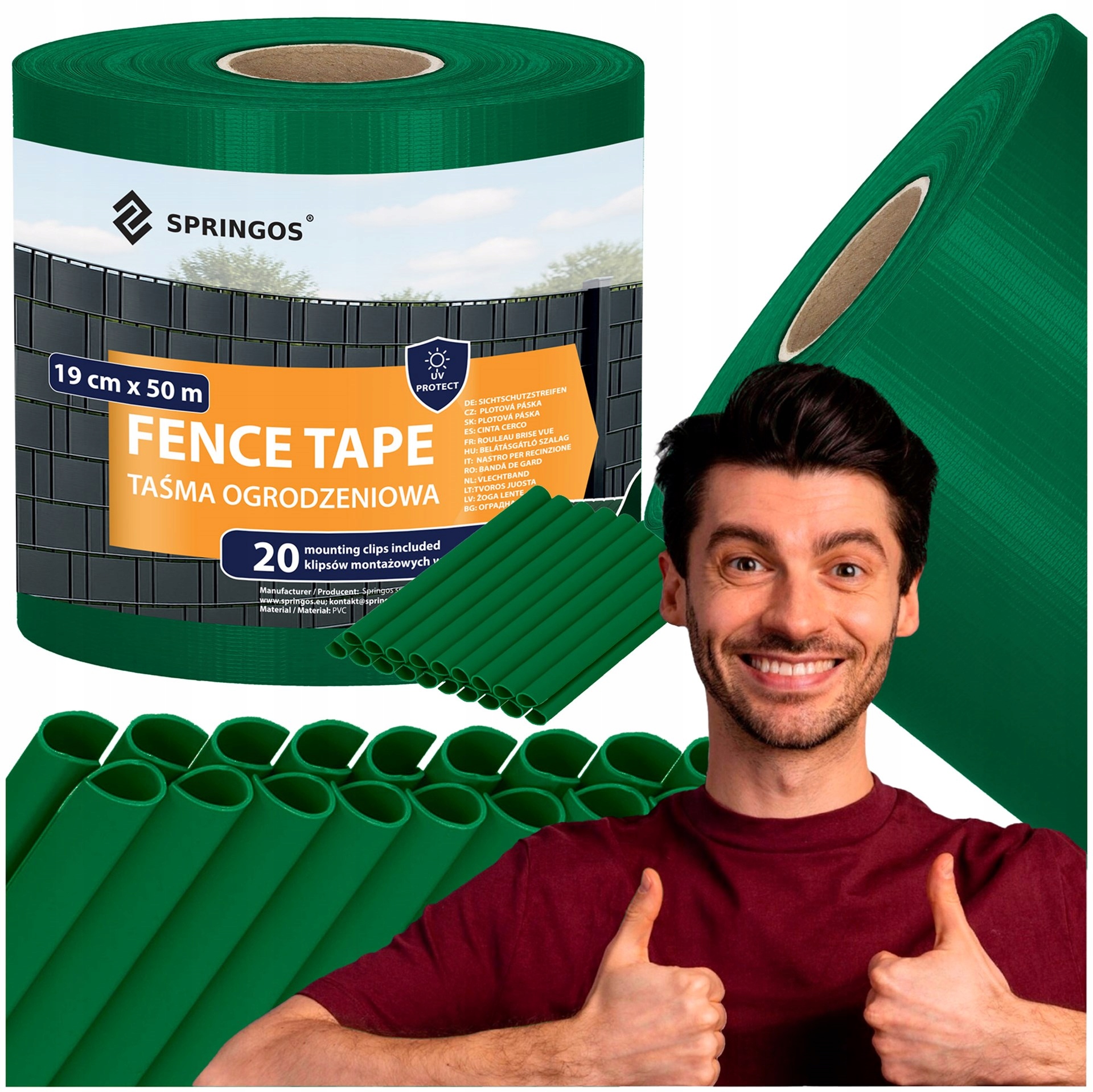 Stínící Panelové Pásy 19 Cm x 50 m Zelená Ochranná Na Oplocení Panelová Klipsy