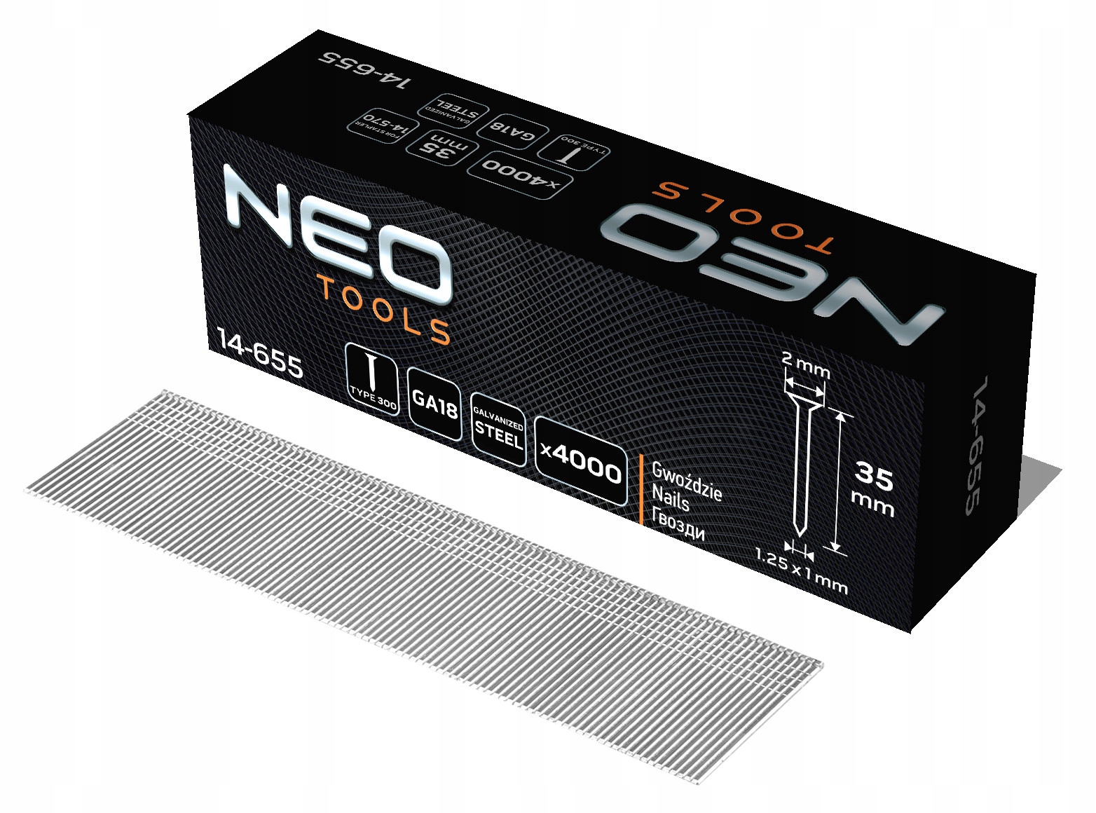 

Neo Gwoździe TYP300 F Szpilki GA18 dł.35mm 4000szt