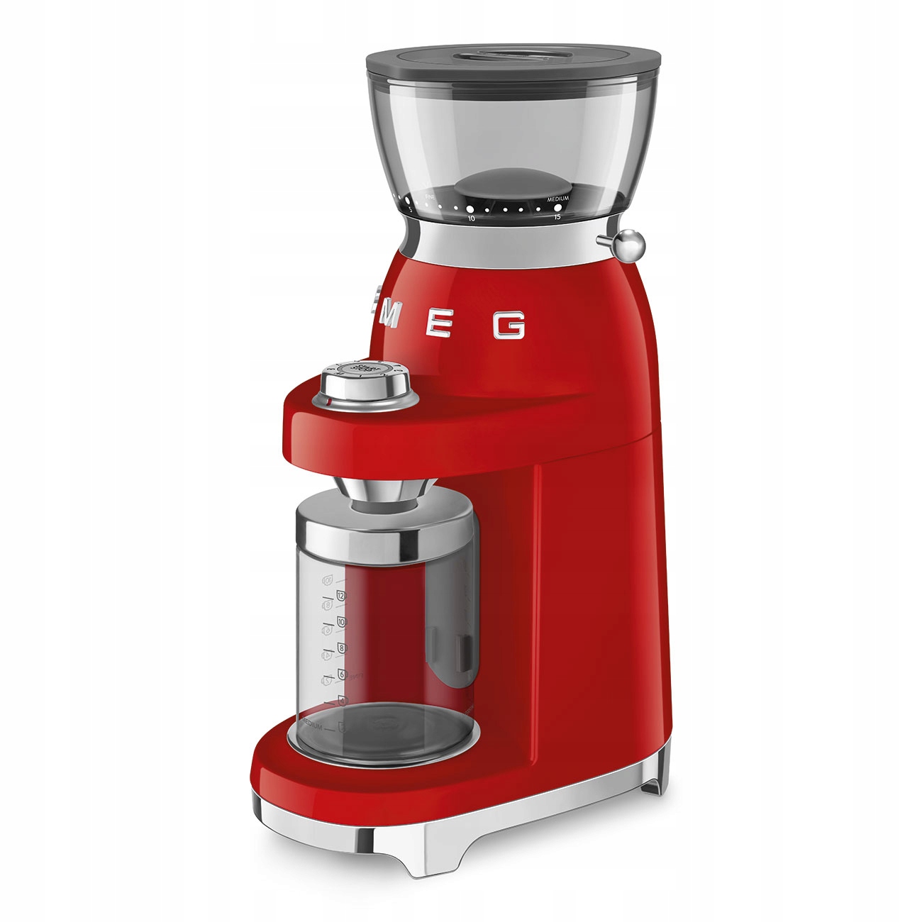 Elektrický mlynček na kávu červený Smeg 50's Style