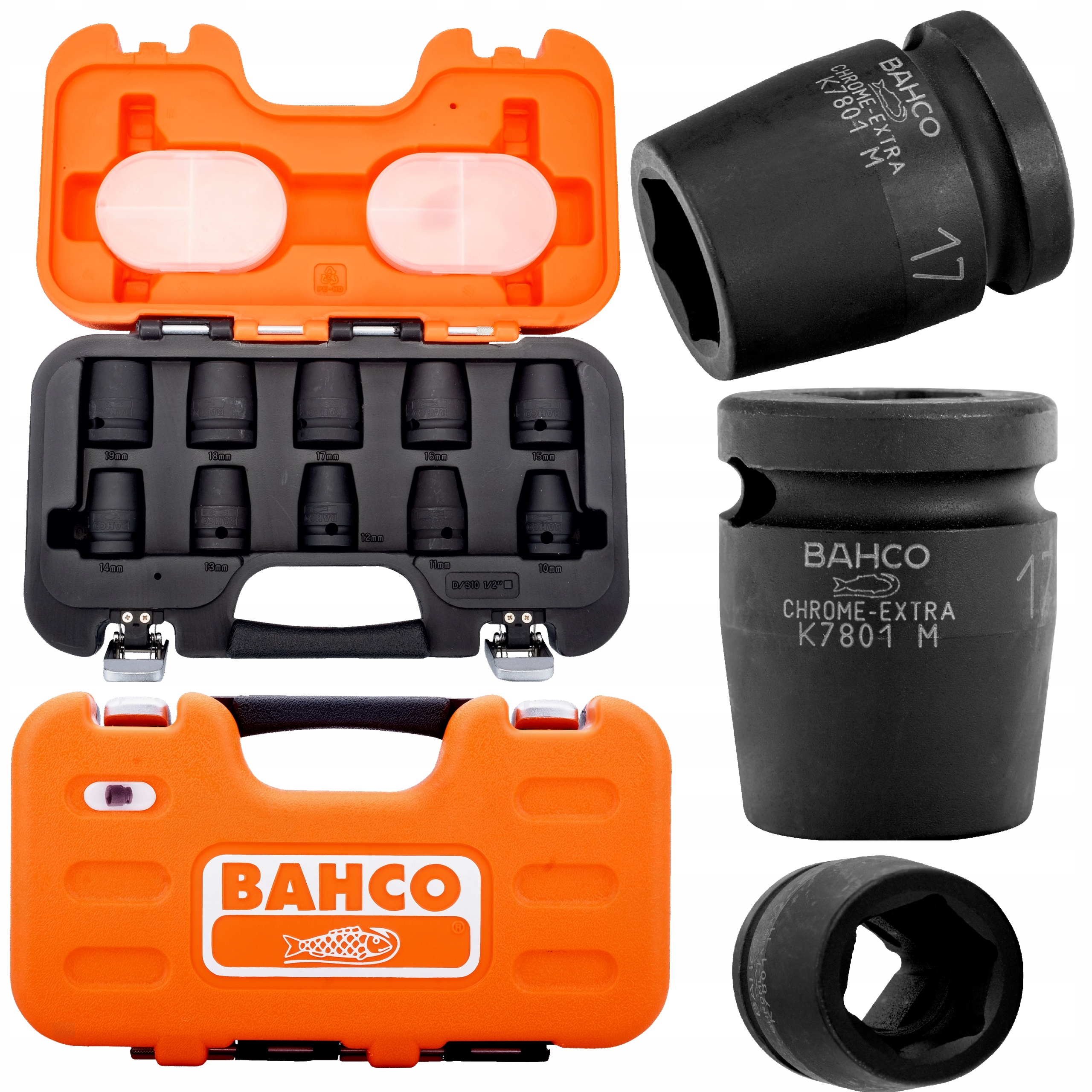 

Bahco Zestaw nasadek udarowych 1/2'' 10-19 mm
