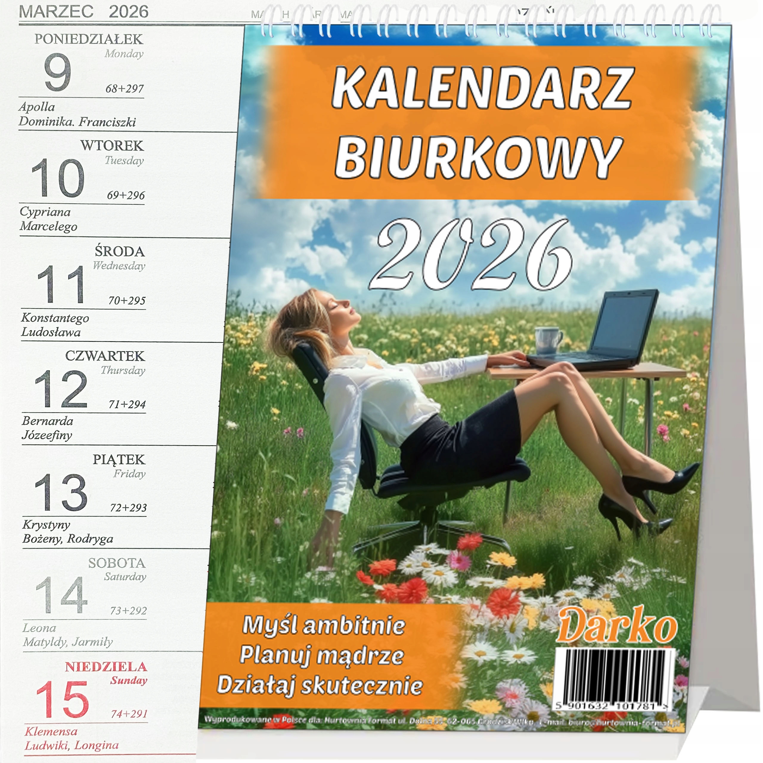 Kalendarz Biurkowy A5 Pionowy Terminarz 2026 Tygodniowy Do Biura Domu