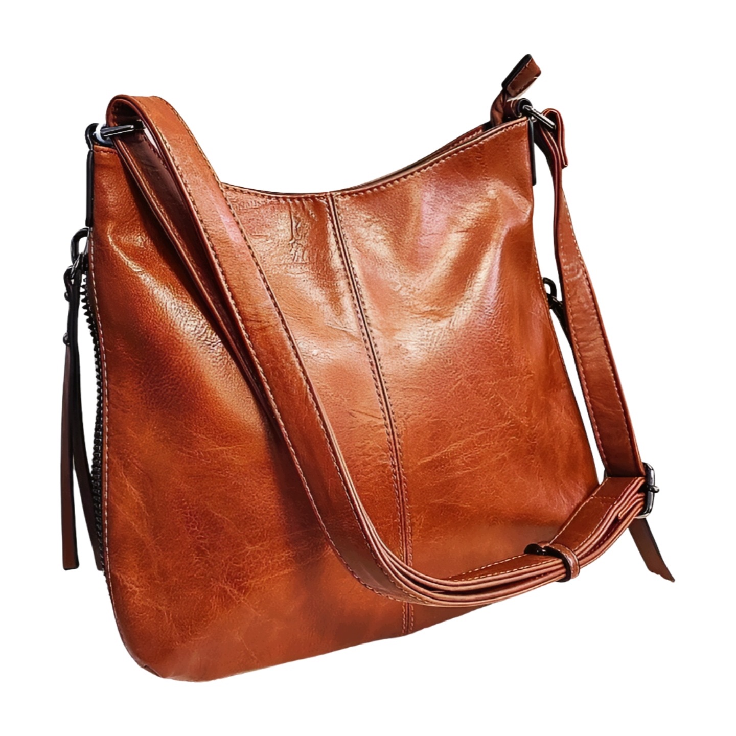 Ines Delaure velká hnědá crossbody kabelka na zip
