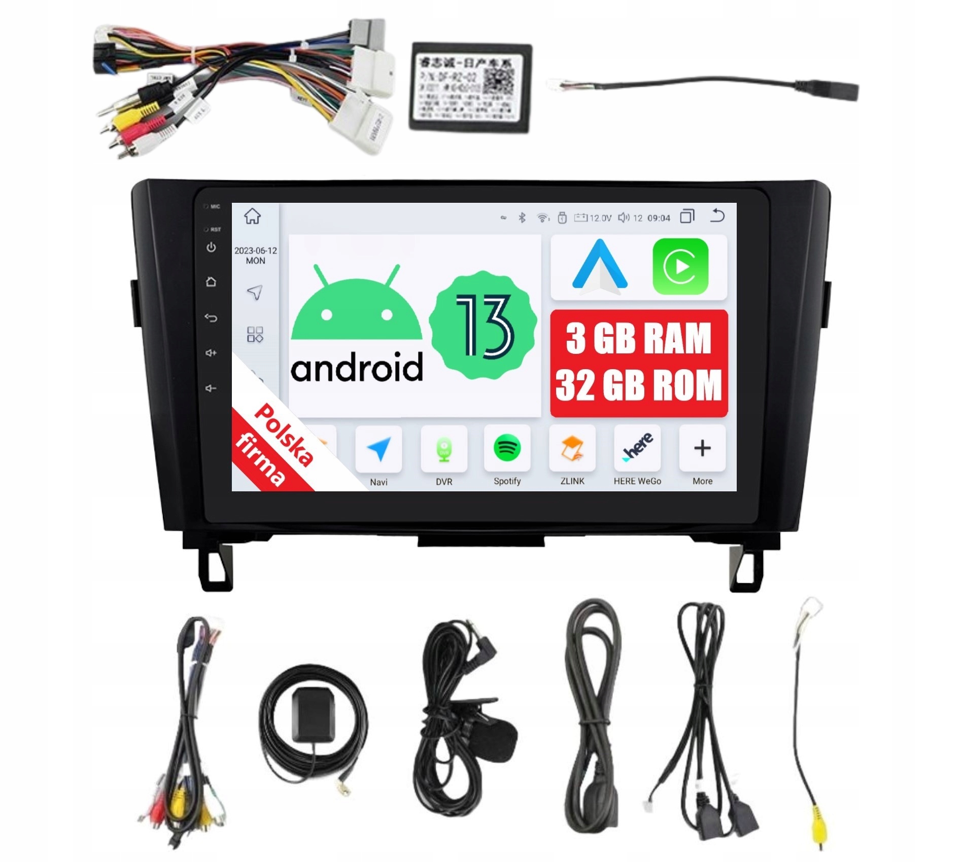 Radio 2DIN Nawigacja Android Nissan Qashqai 2 II 3/32 Gb Dsp Carplay