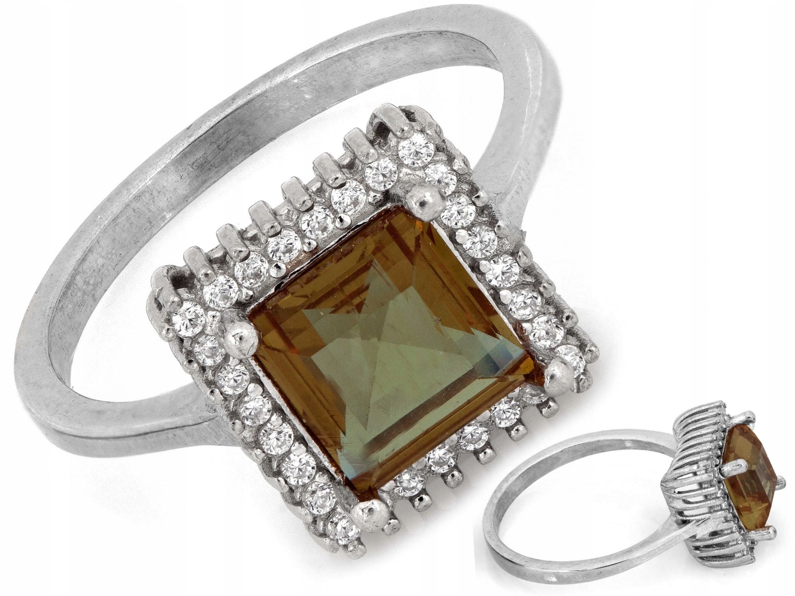 Dámský stříbrný prstýnek 925 čtvercová módní stylová markýza