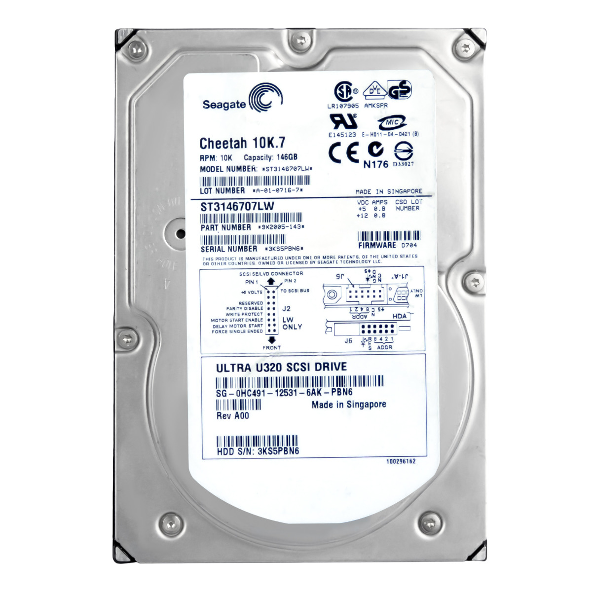 Dell 0HC491 146GB 10K 8MB Scsi U320 3.5'' ST3146707LW