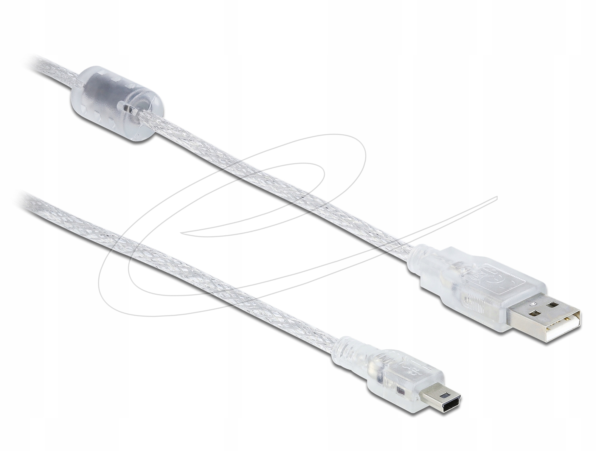Przewód USB 2.0 typ A męski > Mini-B męski 3 m przezroczysty Delock 83908