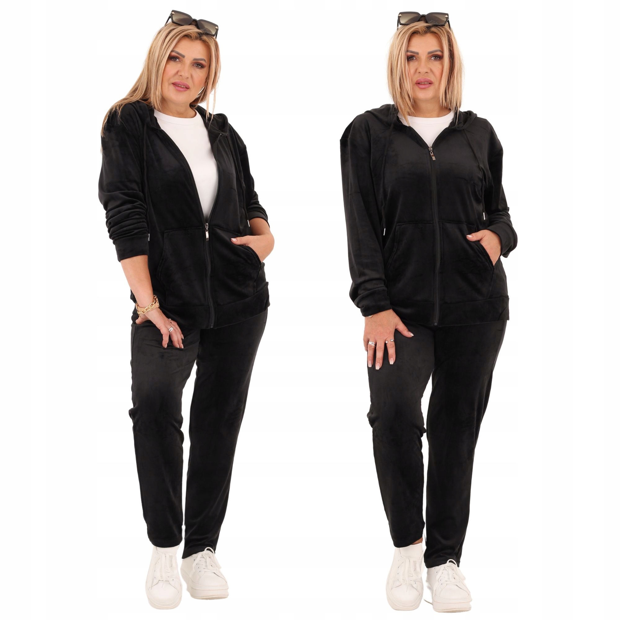 Komplet Dresowy Damski Dres Welurowy Duże Rozmiary Bluza Spodnie Dresowe