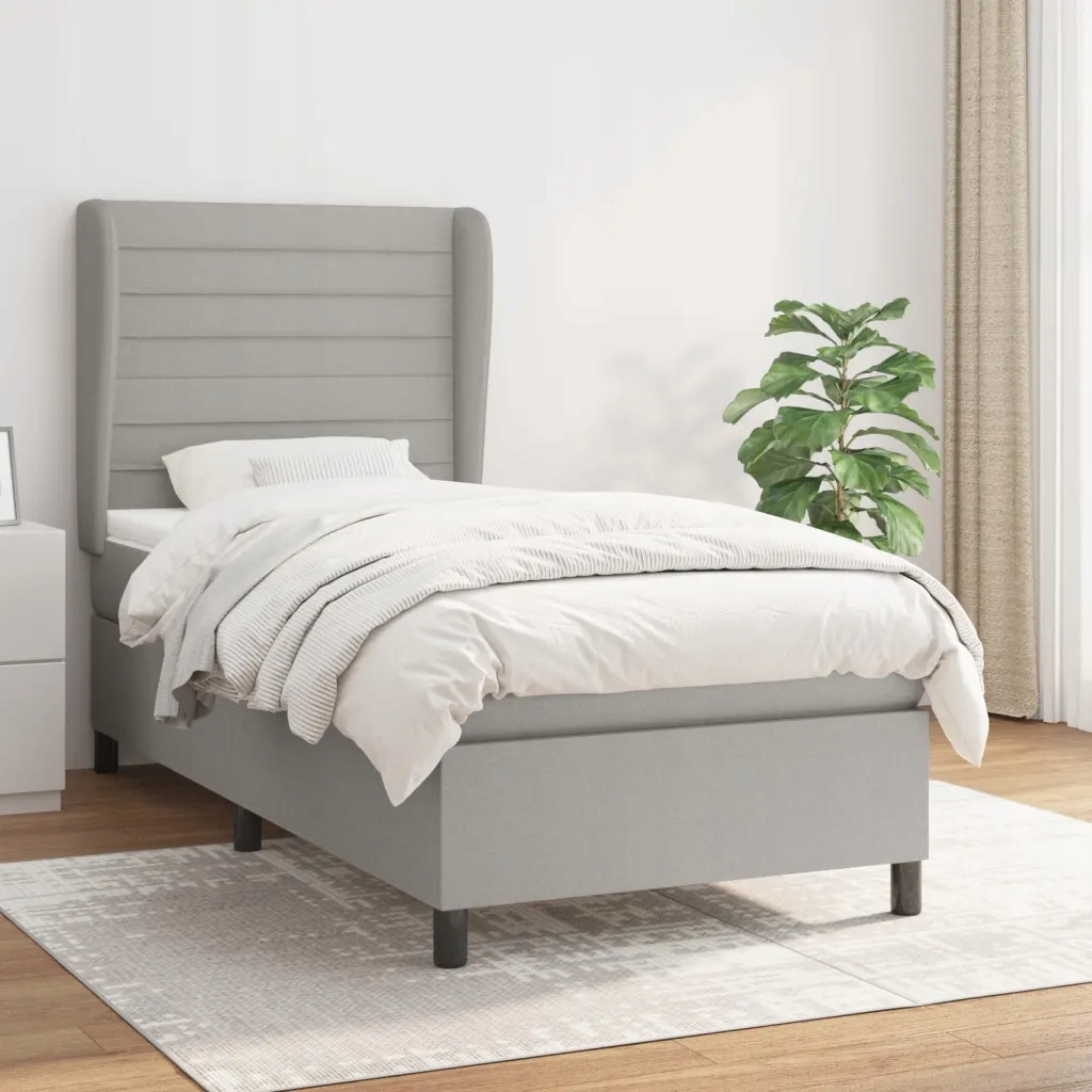 vidaXL Box spring postel s matrací světle šedá 90x190 cm textil