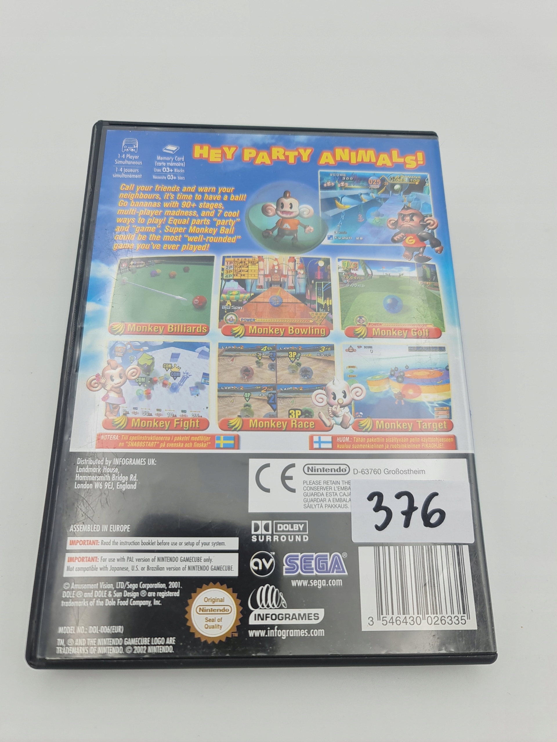 NINTENDO GAMECUBE SUPER MONKEY BALL Platforma Nintendo GameCube