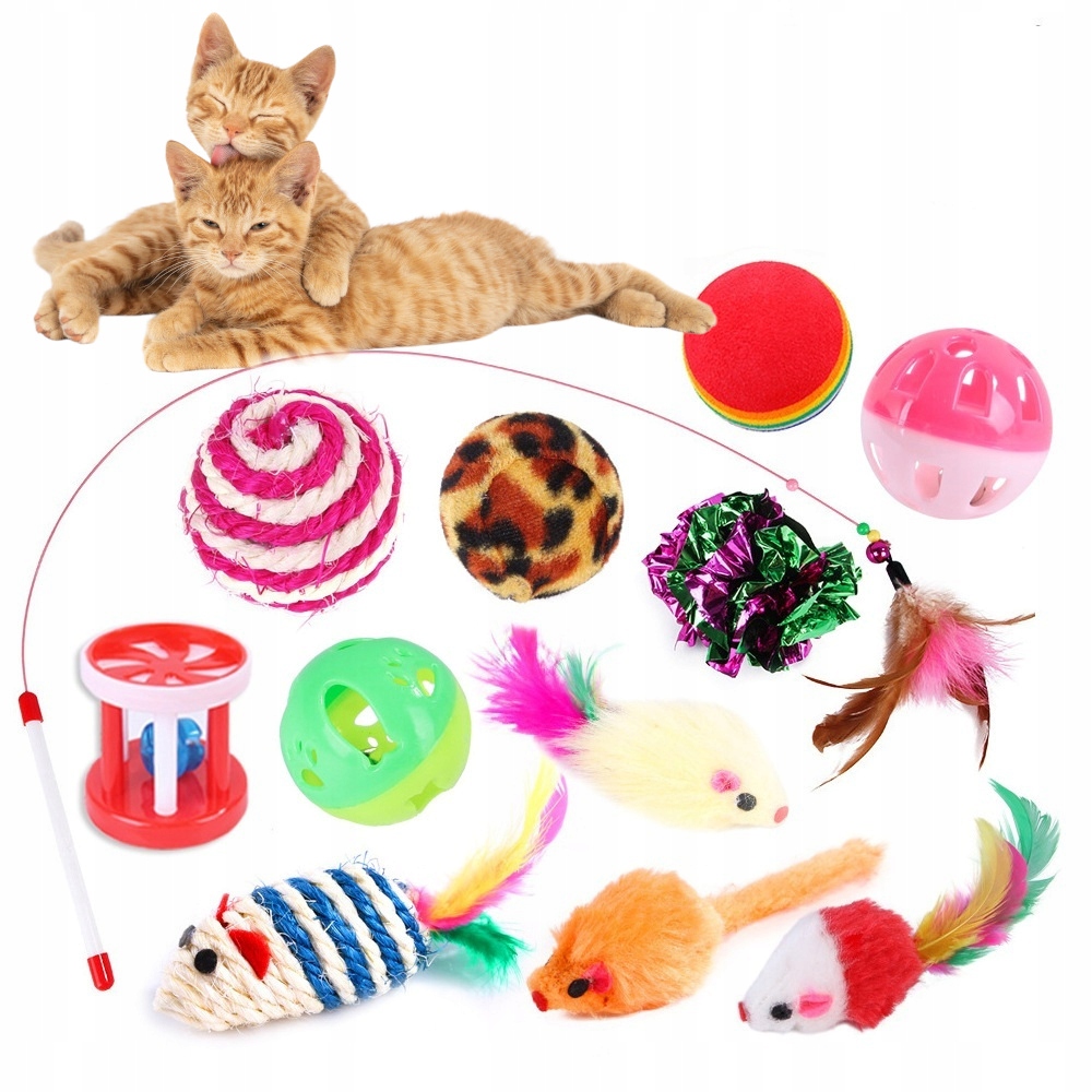 12 Kusů Velká Sada Hraček Pro Kočky Rybářský Prut Myška