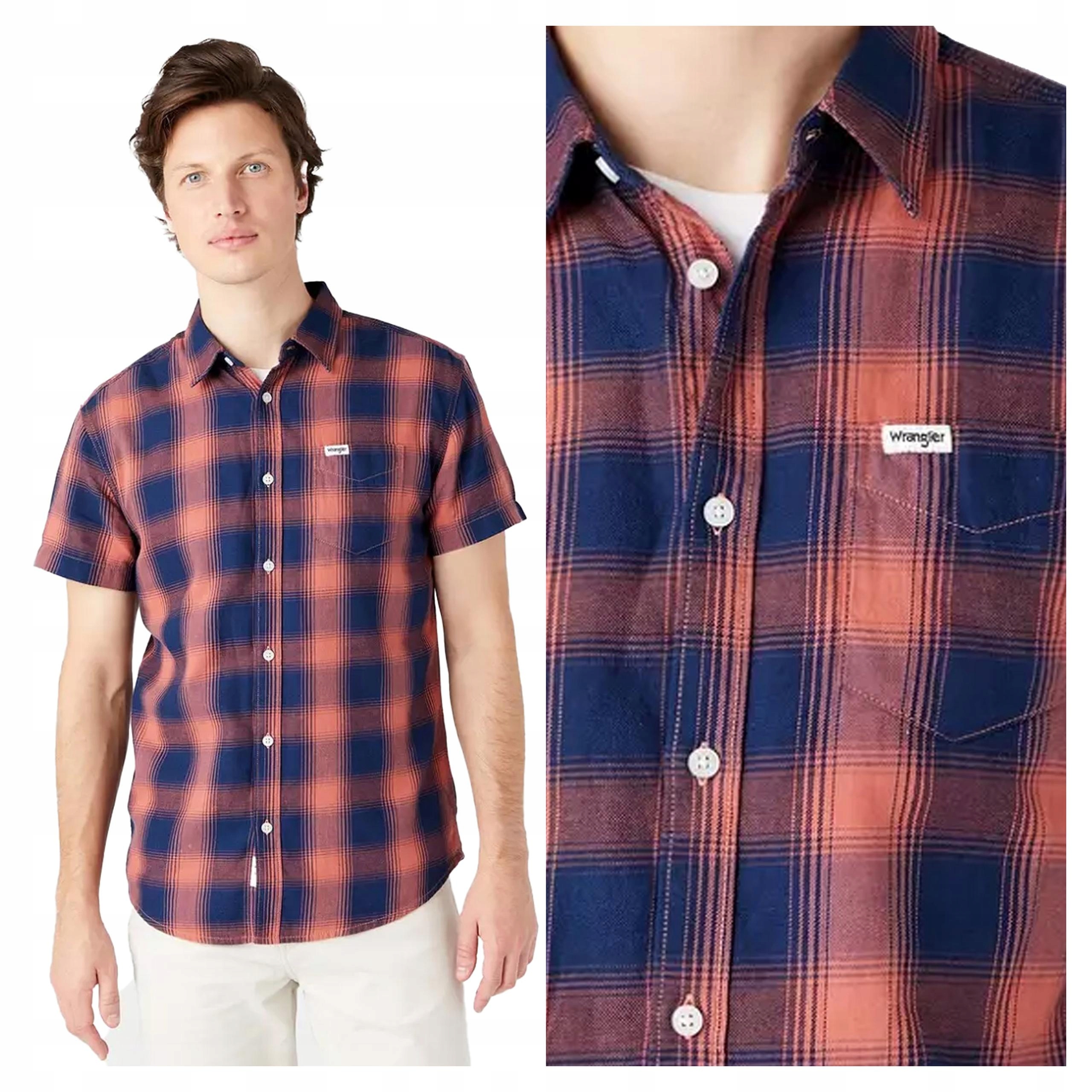 Wrangler Ss 1 Bod Tričko Pánská Kostkovaná Košile M