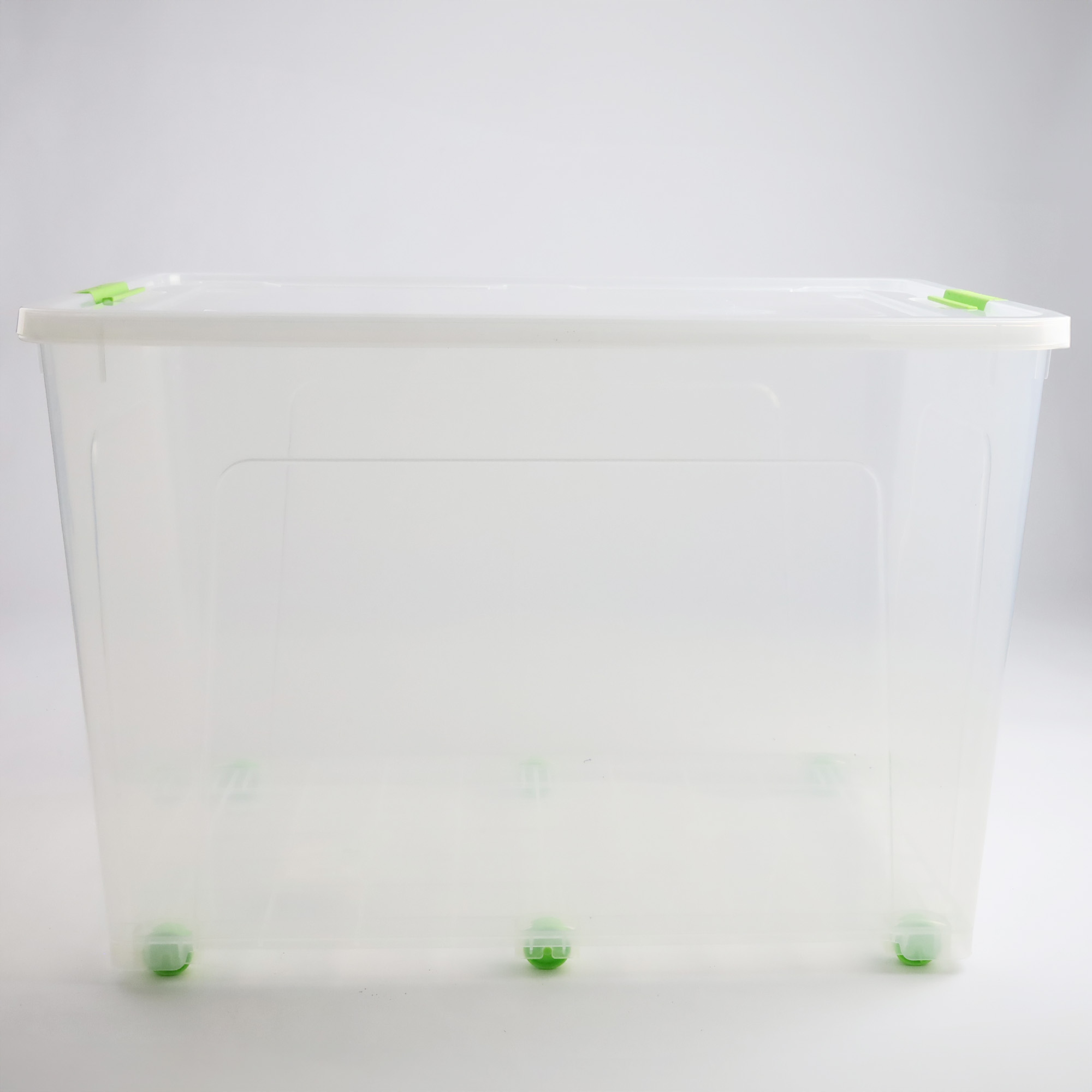 POJEMNIK PLASTIKOWY BOX 70L PRZEZROCZYSTY Z POKRYWKĄ SKRZYNIA NA KÓŁKACH