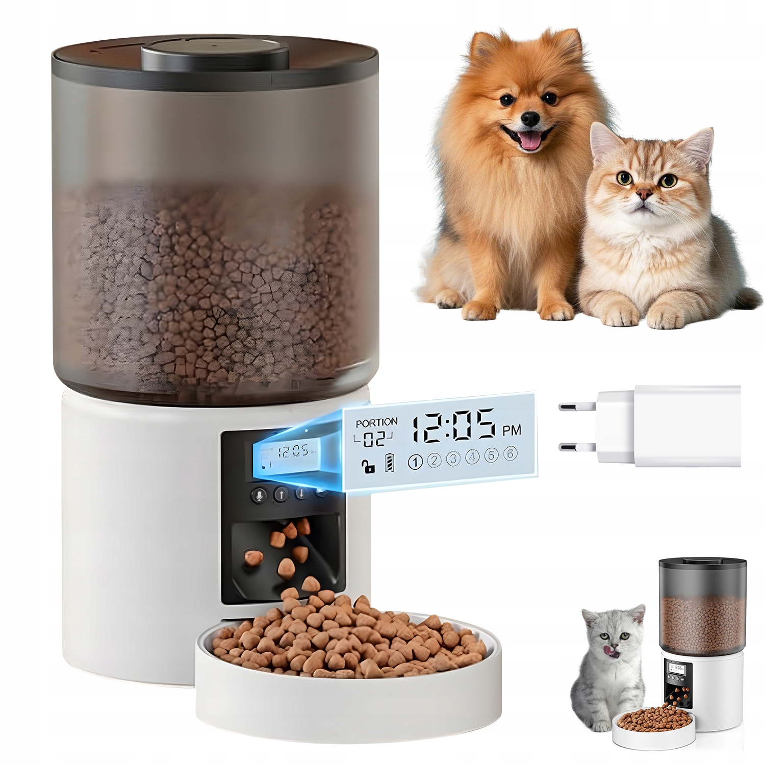 Levně Automatický Dávkovač Krmiva Pro Psa Kočku 4 L S Časovačem A Kontrolou Porcí