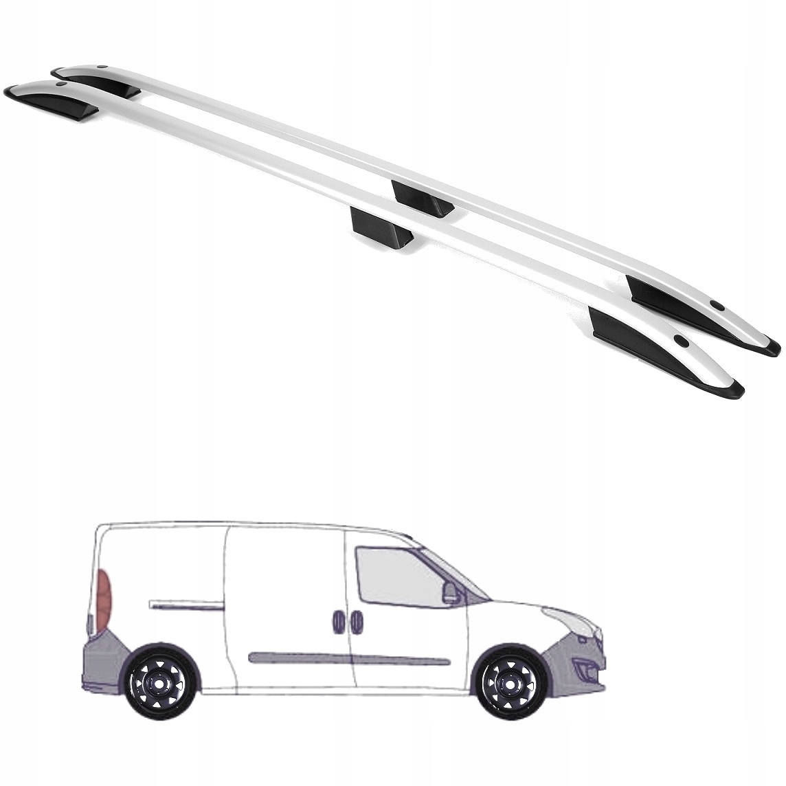 Relingi dachowe FIAT DOBLO MAXI LONG OD 2010-2022 SREBRNE