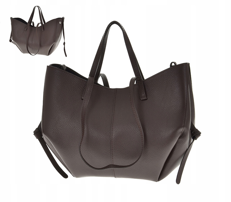 Kožená Kabelka Shopper Hnědá Čokoládová Přírodní Kůže Prostorná