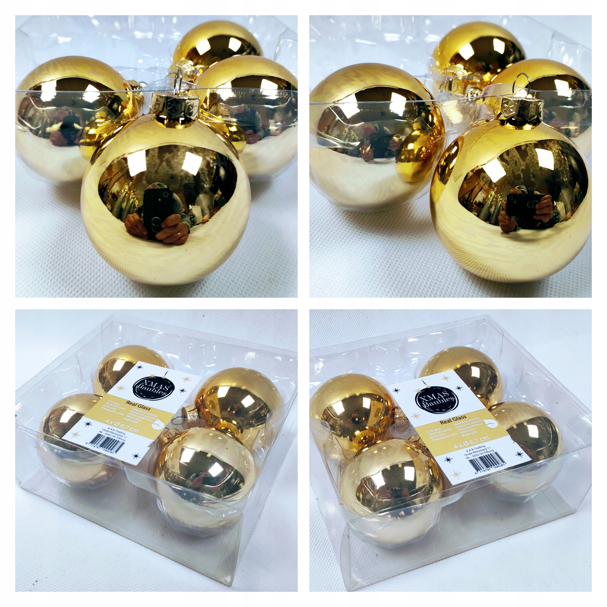 

Bombki Choinkowe Szklane Złote 6,7cm Bombka