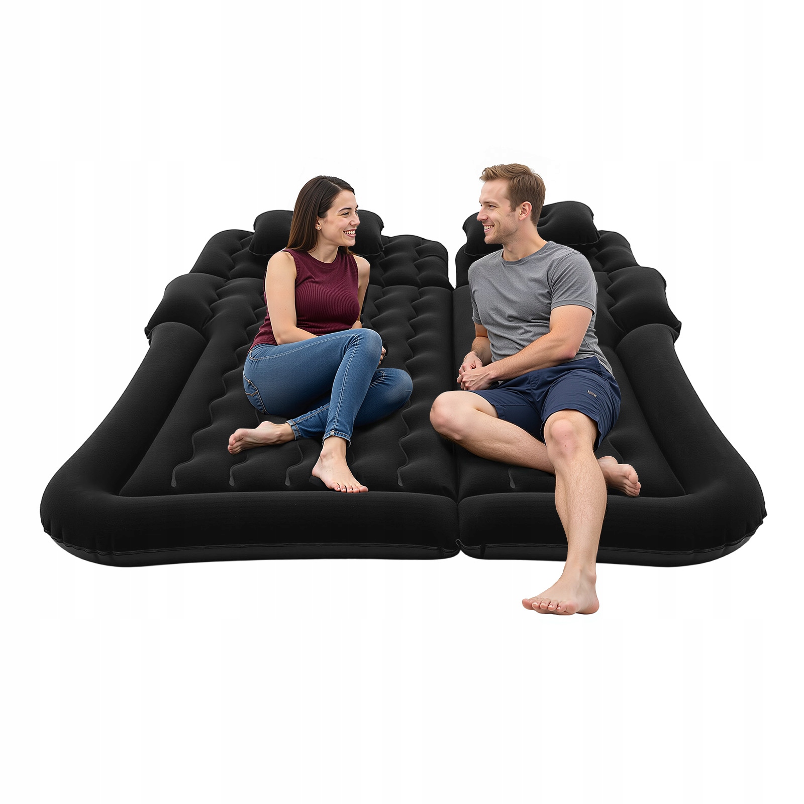 Černá 1,74×1,26M Nadouvací Matrace Pro Suv S Flokovaným Povrchem, Nosnost 300KG