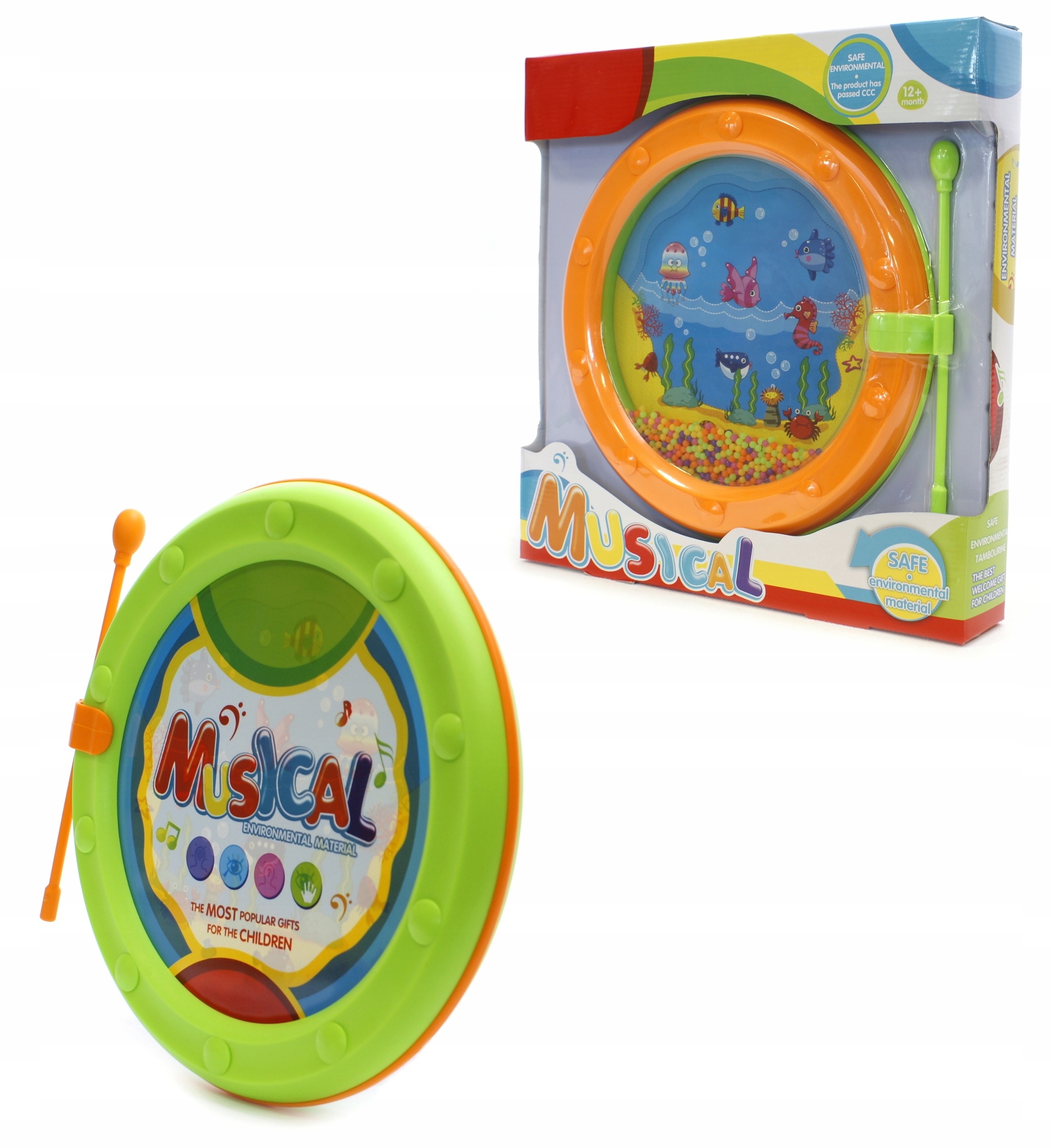 

Duży Bębenek dla dzieci Muzyczny Tamburyn 25cm