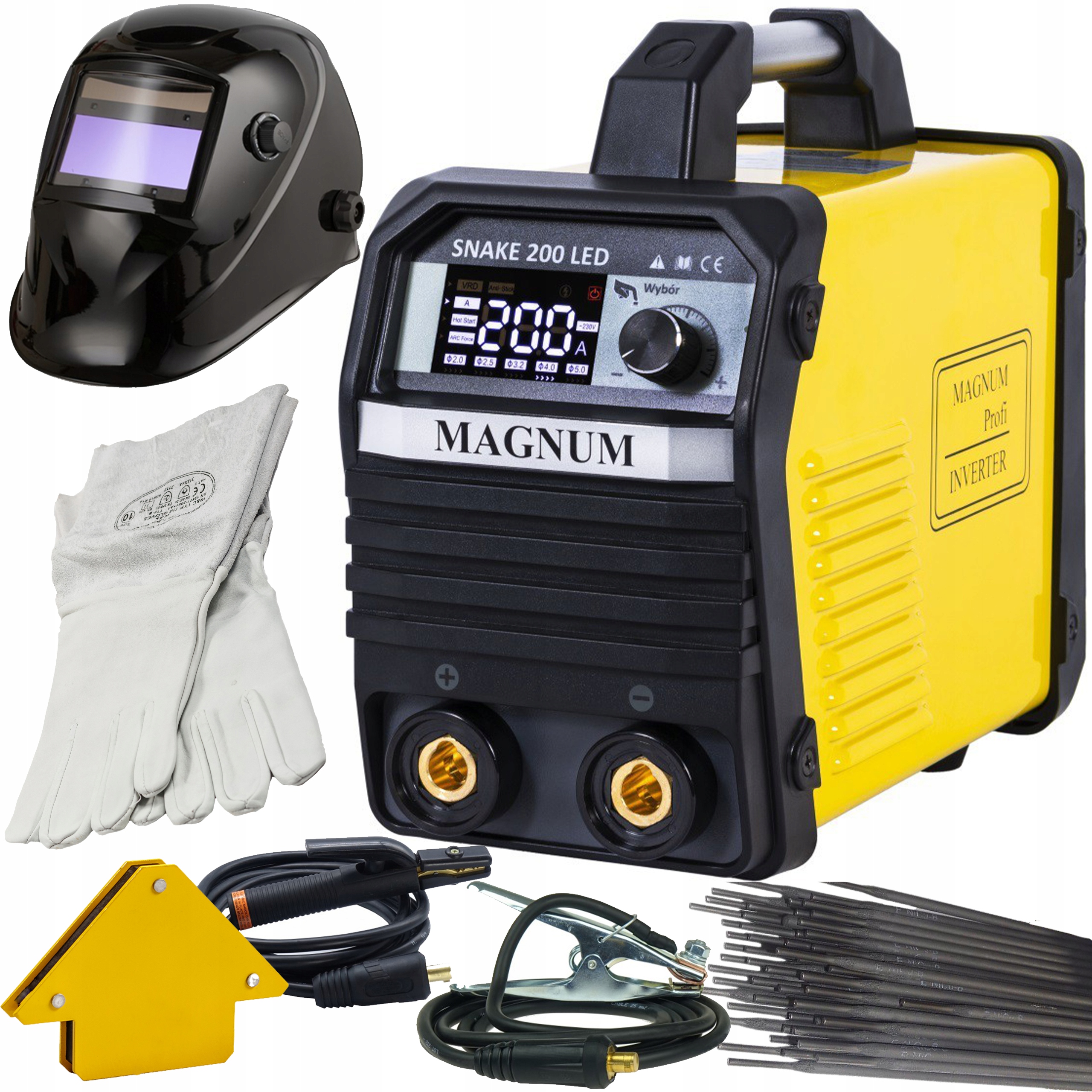 Svařovací stroj Magnum Snake 200 Led Mma Tig Lift Igbt 200A 230V Vrd SET1