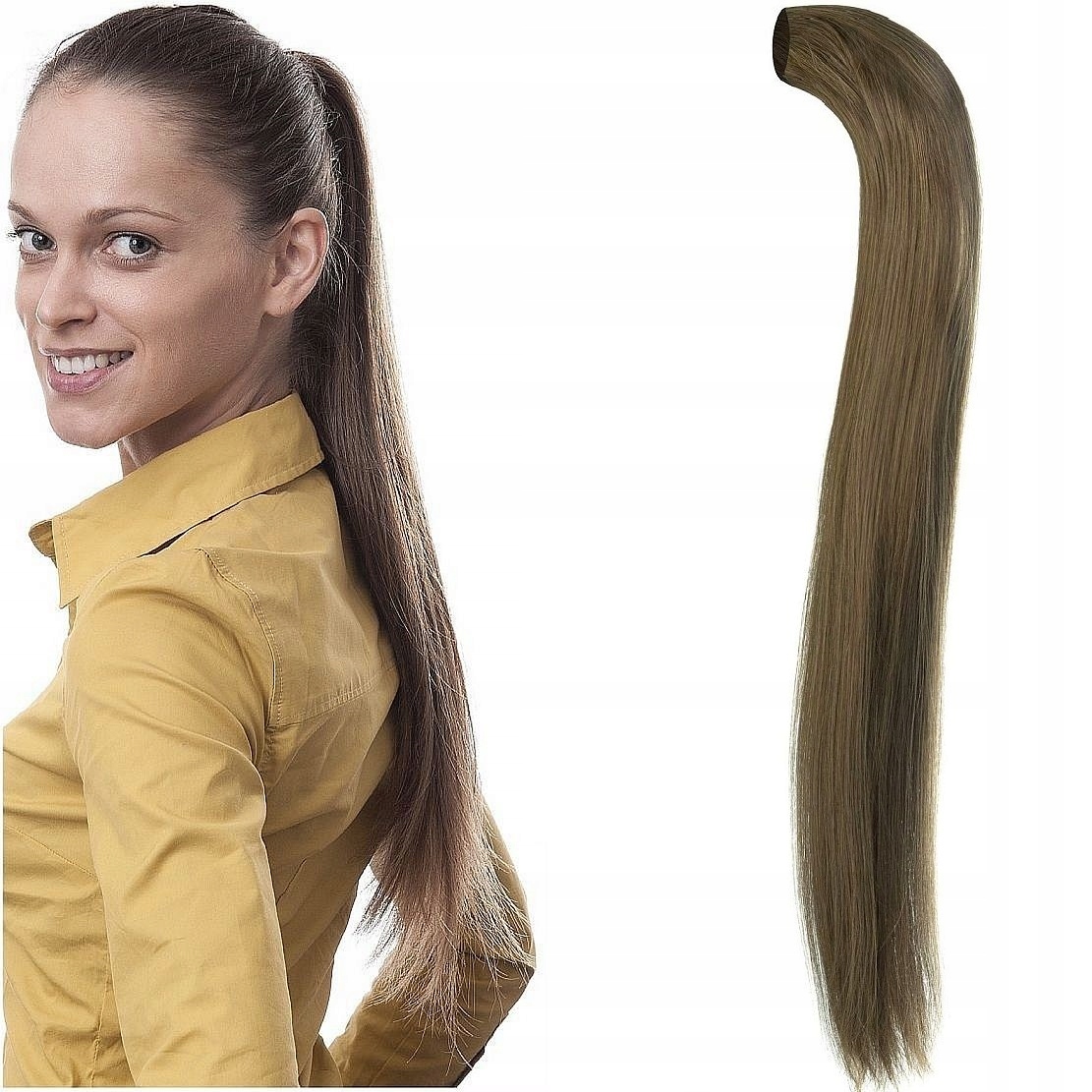 Připínací Poník 100% Přírodní Vlasy Připínací Kitka Pony tmavě blond