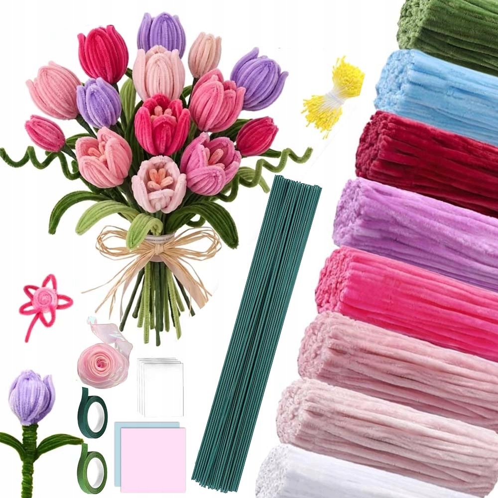 Kreativní Drátky Plyšové Dráty 30 CM 600 Ks Floristické Ozdobné Vytěráky