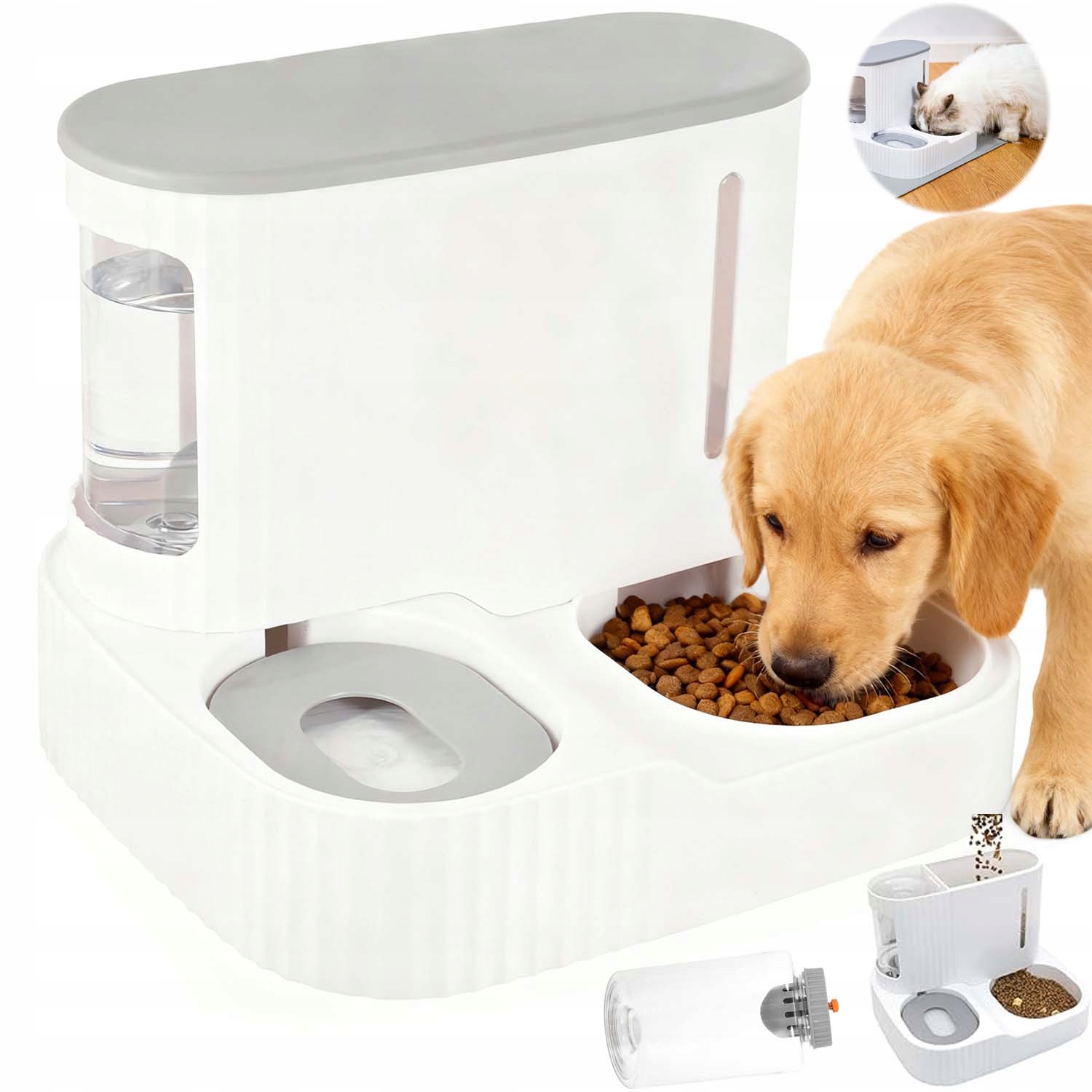 Levně Výdejník Vody A Krmiva Miska Pro Kočky A Psa Dávkovač 2V1 Napáječka 3L 850ML