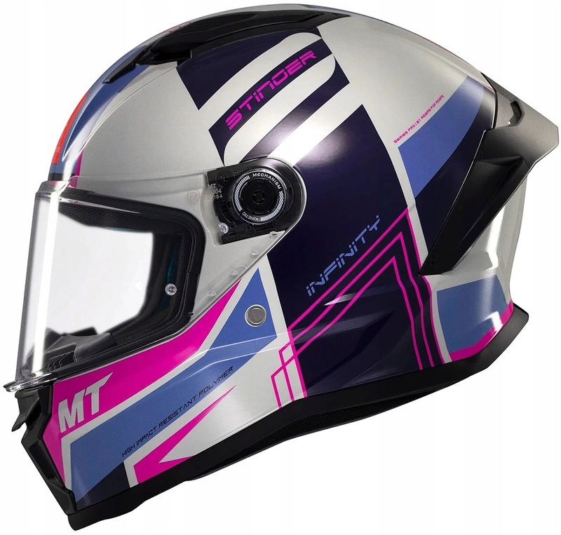 Motocyklová prilba Mt Stinger 2 Tron White/pink/blue