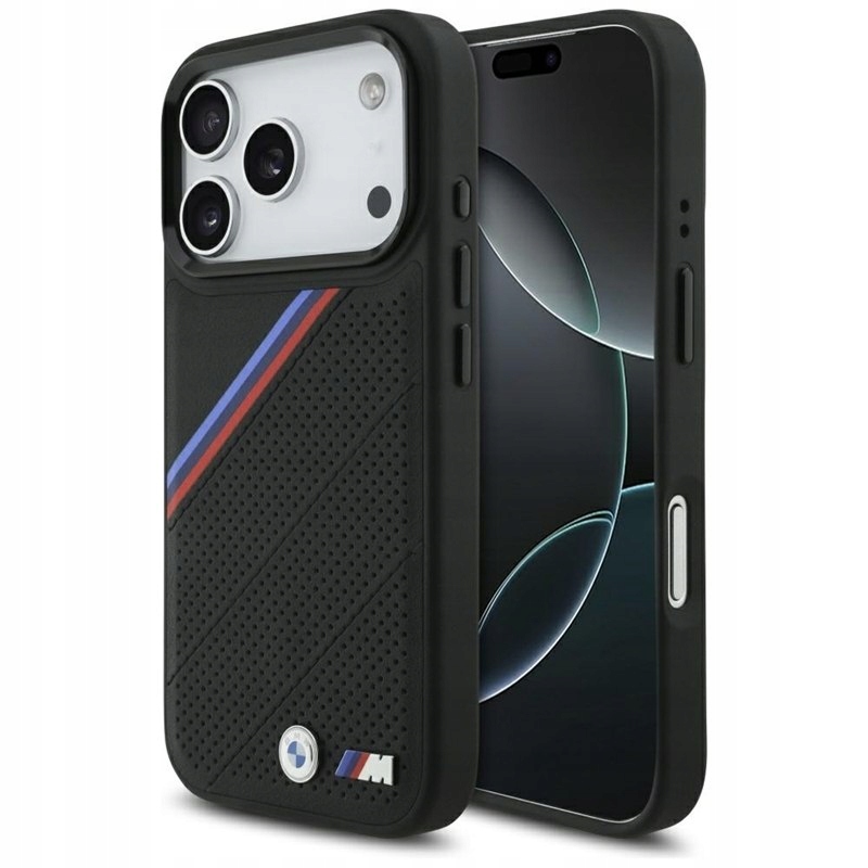 Bmw M Tricolor Metal Logo MagSafe – Pouzdro pro iPhone 17 Pro (černé) Bmw