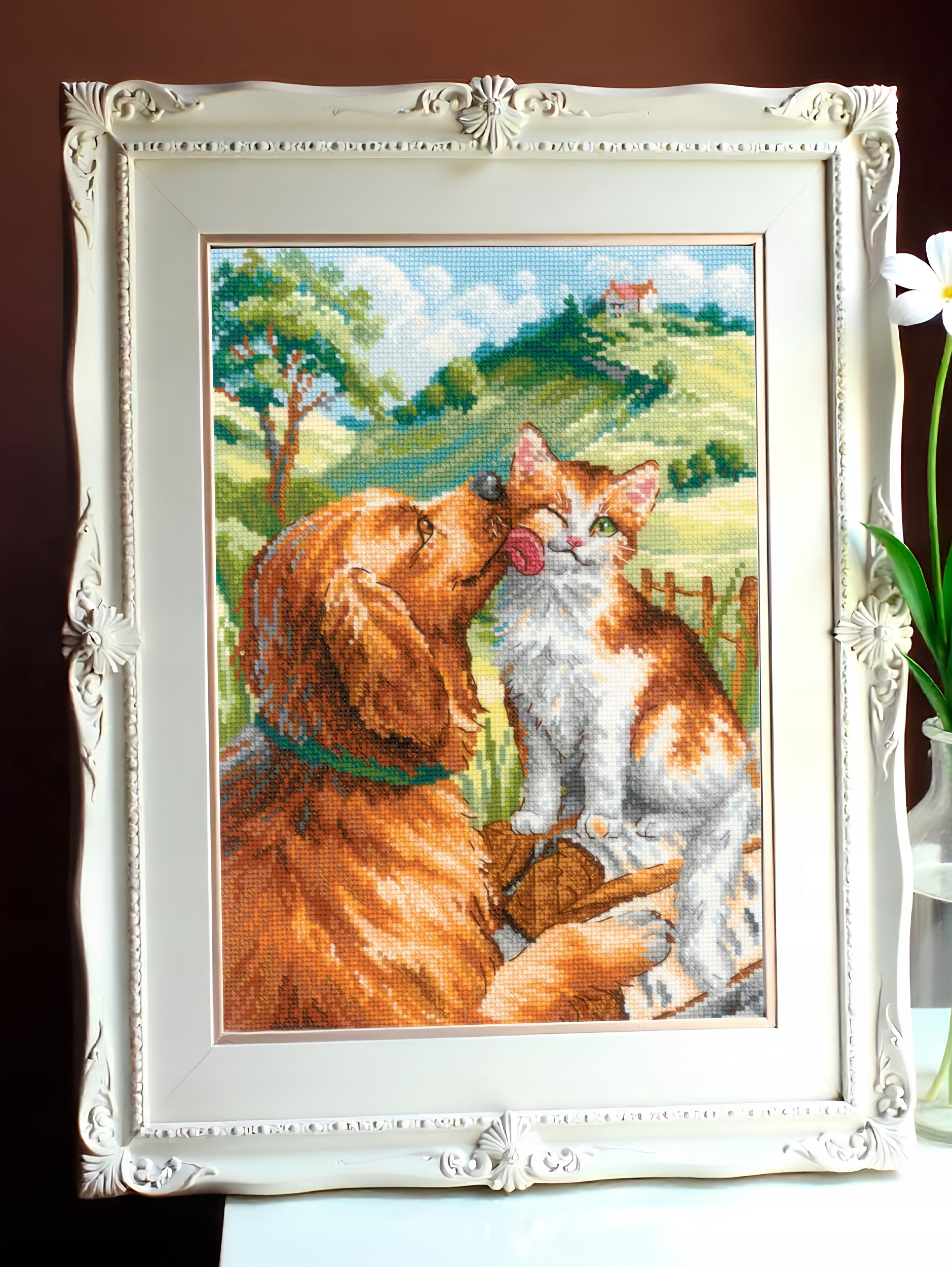 Riolis 2275 Pes a kočka, sada na křížkové vyšívání 21x30 cm