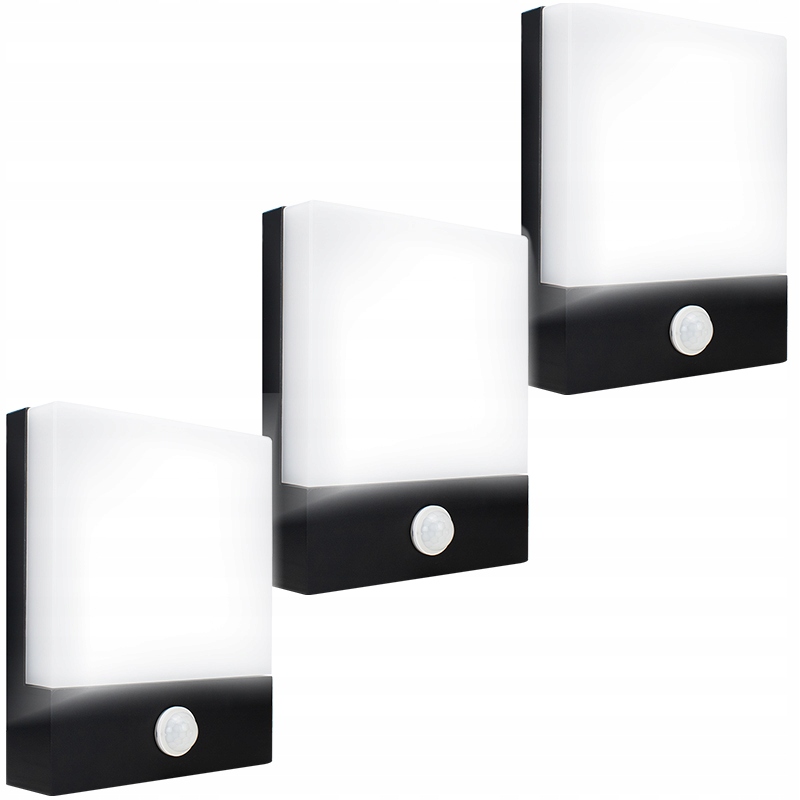 3x Lampa Kinkiet Led Ogrodowy Z Czujnikiem Ruchu Zmierzchu Wodoodporny IP65