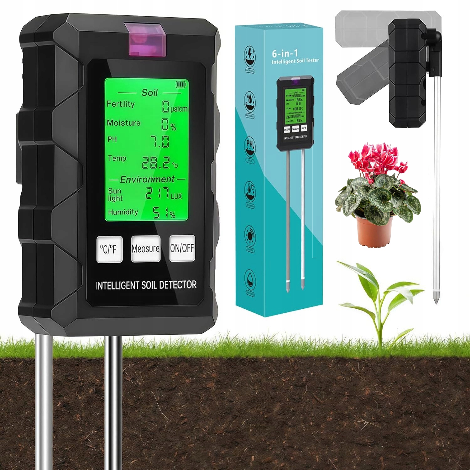 Kyseloměr Půdní Tester Kyselosti Zeminy, Měřič Půdy 6V1