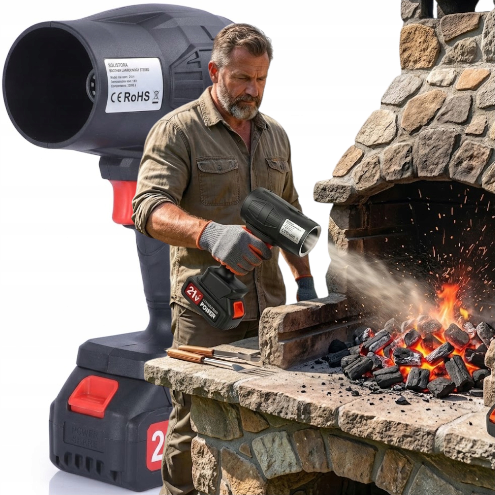Akumulátorová Foukačka Pro Zapálení Ohně Grilu Bbq