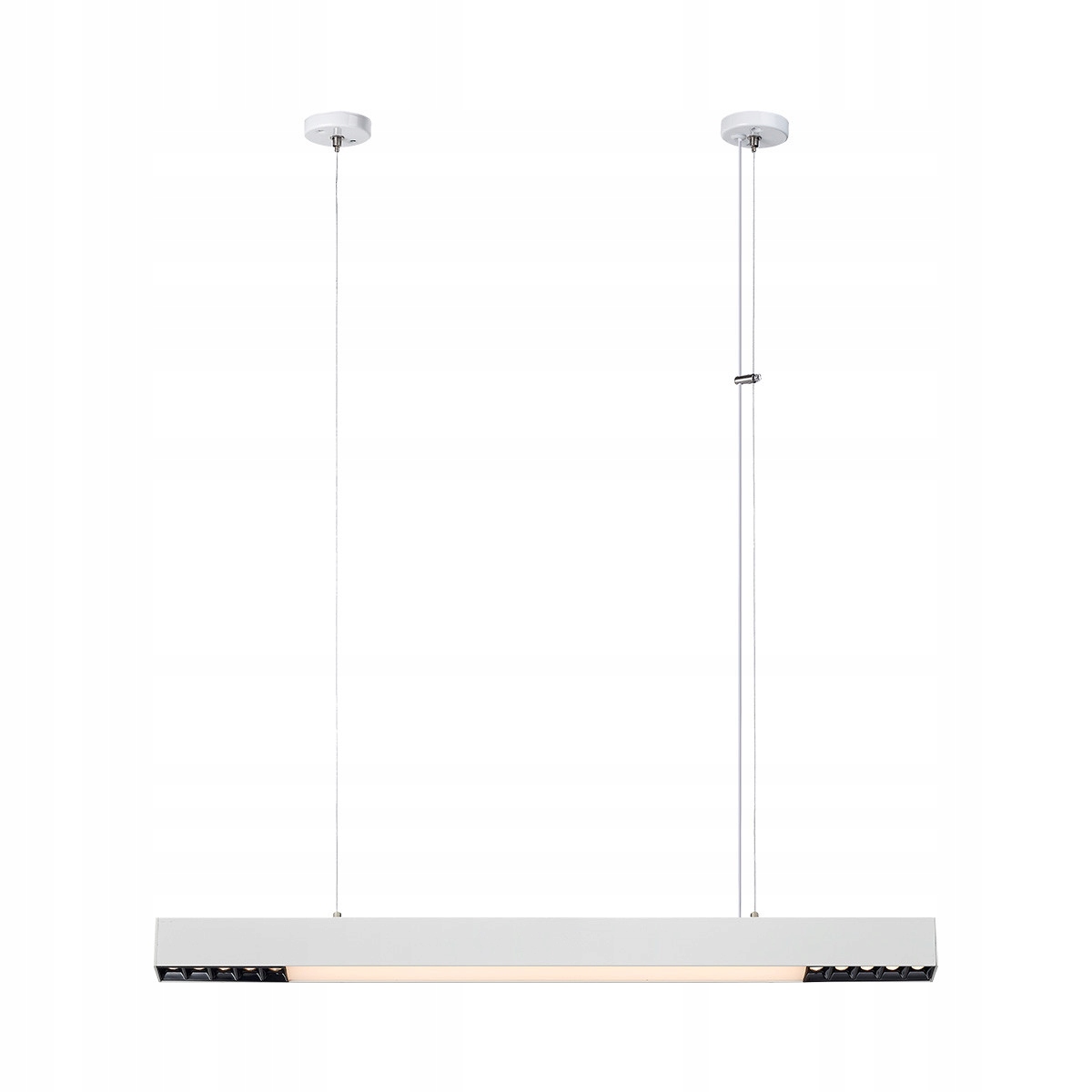 Podlouhlá závěsná lampa kompatibilní s aplikací nad jídelní stůl Cali