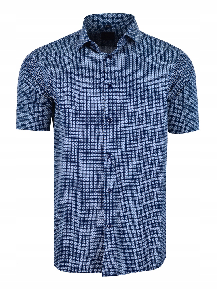 Košile S Modrým Vzorem, Krátký Rukáv, Velká Velikost 48/49