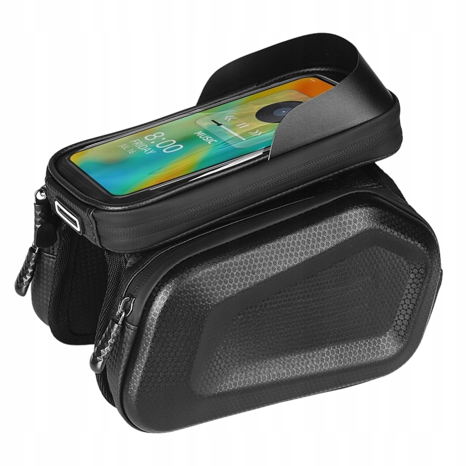 WODOODPORNA TORBA SAKWA ROWEROWA Z ODCZEPIANYM ETUI NA TELEFON NA RAMĘ 2W1