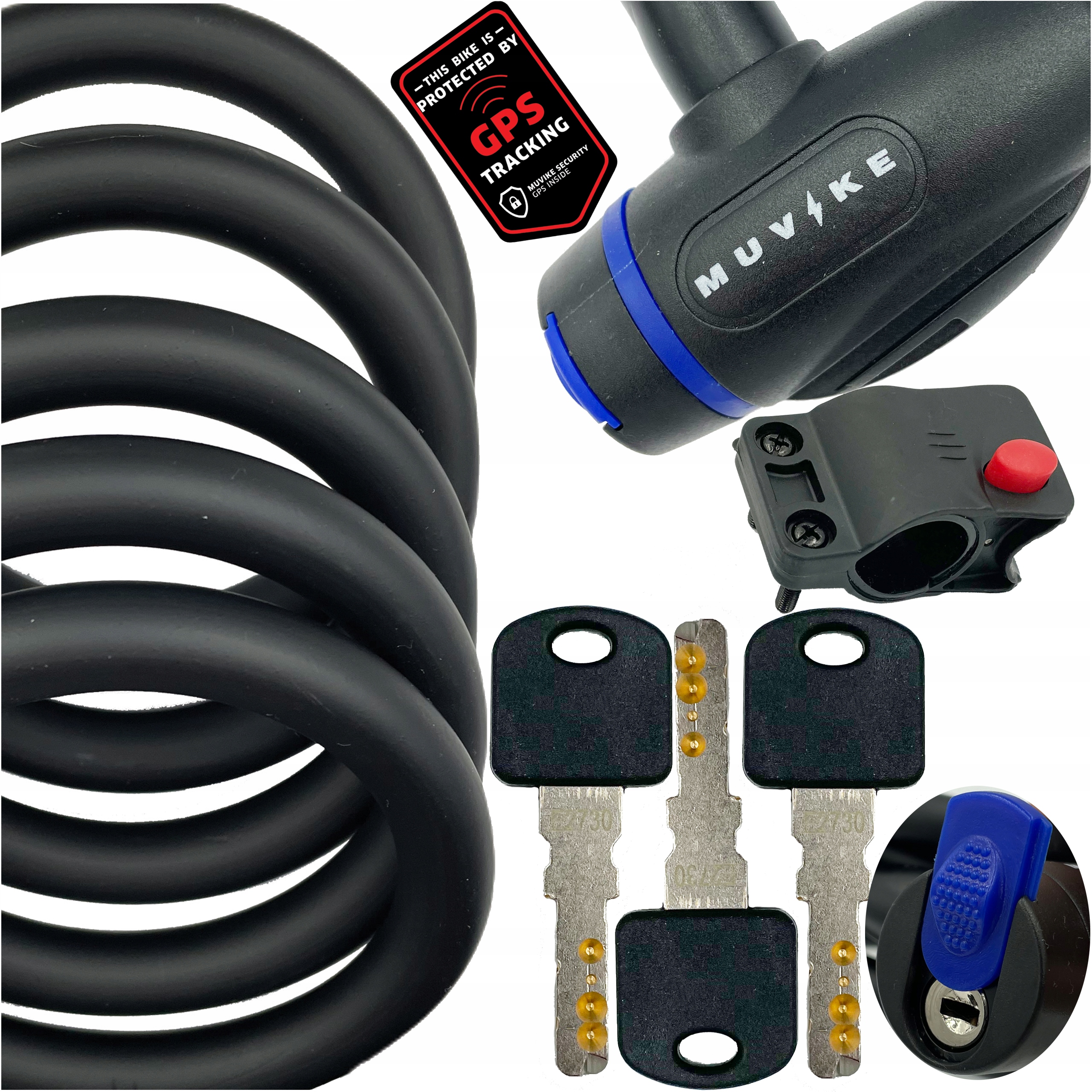 ZAPIĘCIE DO ROWERU LINKA BLOKADA DO ROWERU MUVIKE FLEX 1000/12K KLUCZ