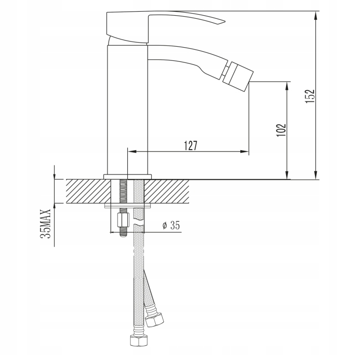 Sapho GINKO 35 bateria bidetowa czarny mat 1101-03 Kolor czarny