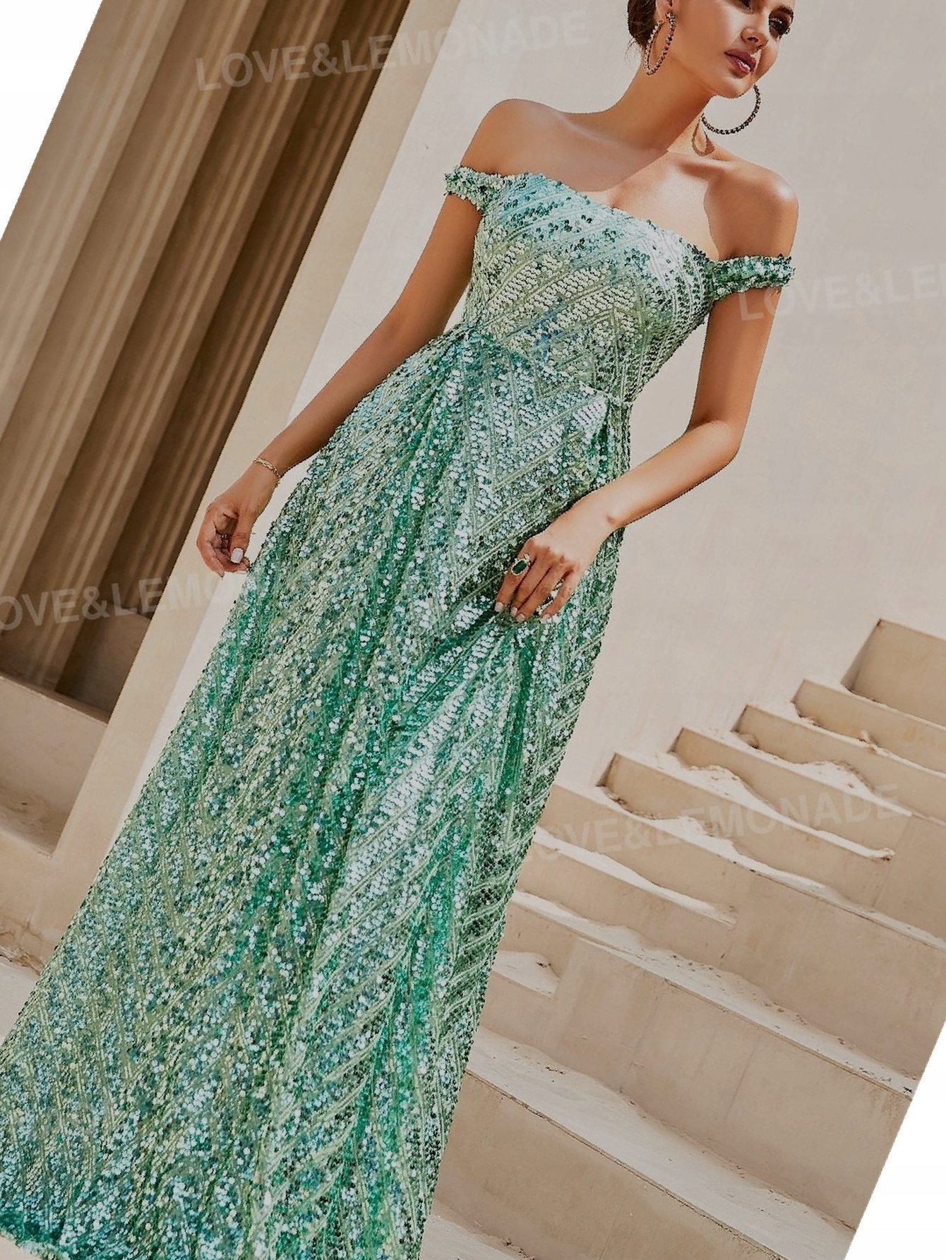 Šaty Rozšířená Flitrová Maxi Carmen Love&lemonade Balowa L 40