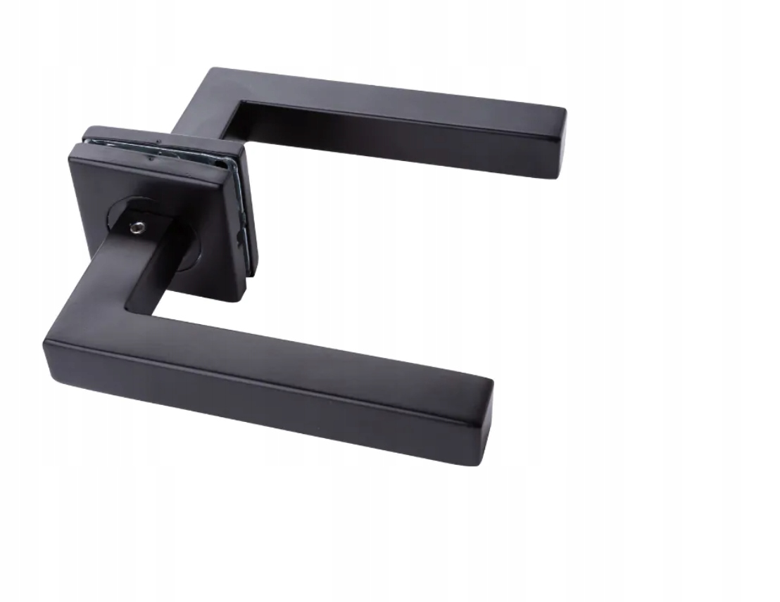 Klamka do drzwi Geneva ze stali nierdzewnej, z szyldem kwadratowym, czarna