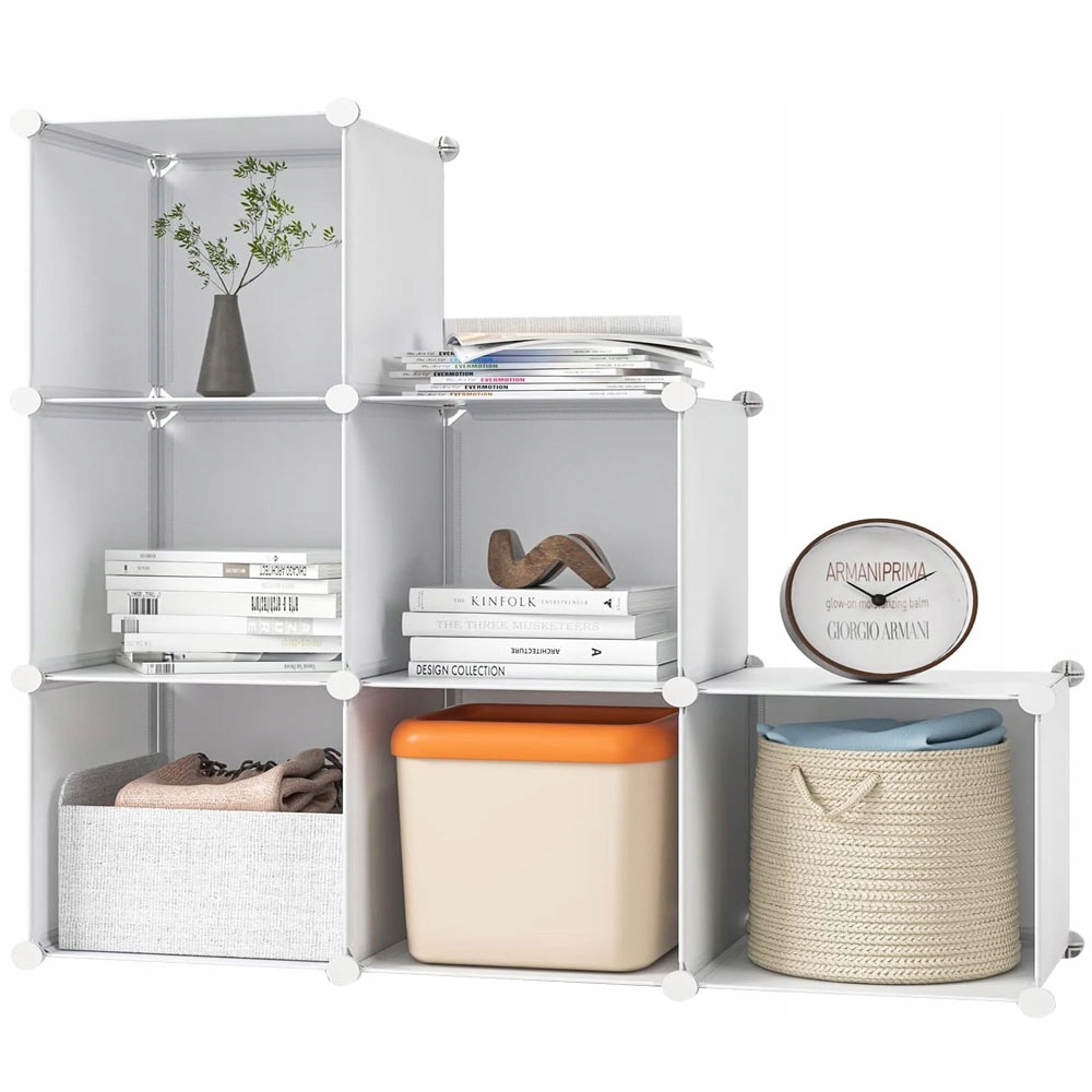 REGAŁ SZAFKA GARDEROBA UBRANIOWA BIAŁA 6 PÓŁEK