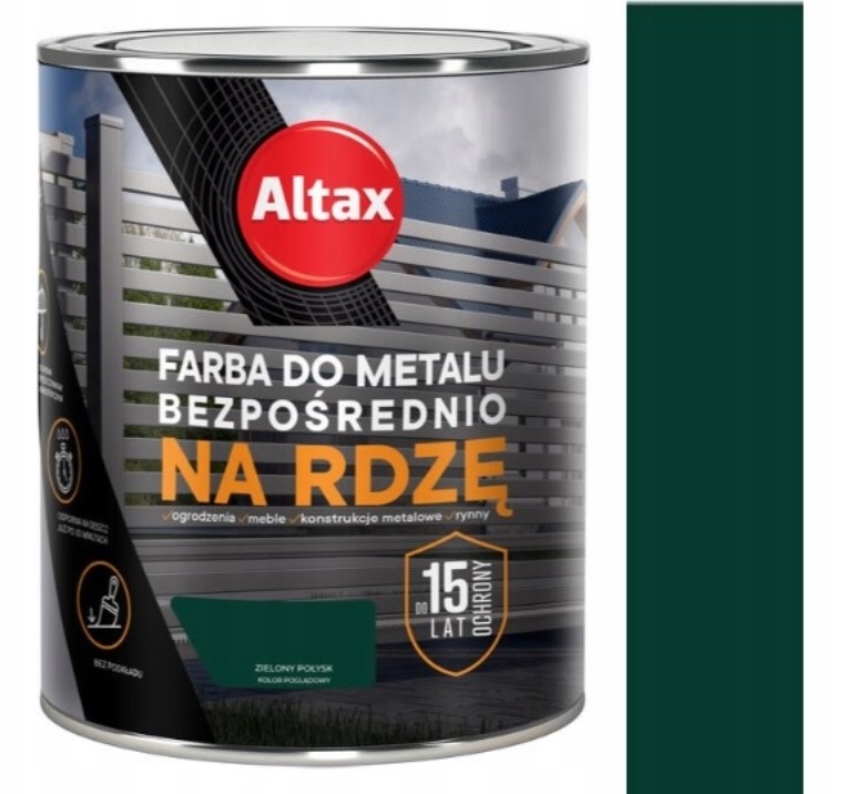 

Altax Farba Do Metalu Na Rdzę 0,75L Zielony Połysk