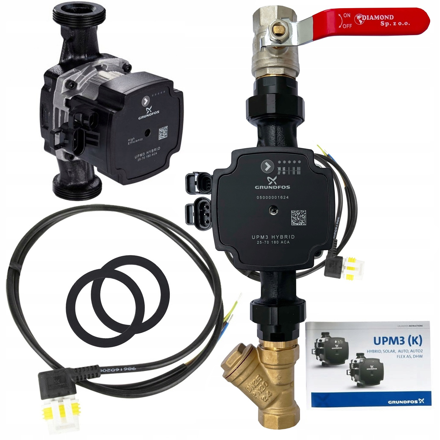 Obehové Čerpadlo Elektronické Energeticky Úsporné Grundfos UPM3 25-70/180 Sada