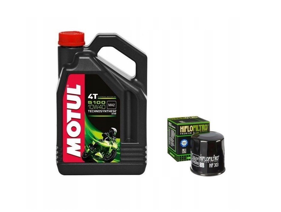 Olej Motul 5100 10W40 4T 4L Filtr Oleju HF303