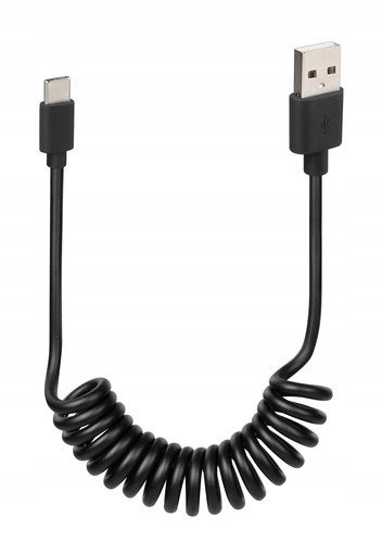 Kabel sprężynowy Lampa Usb->usb typu C 100 cm czarny