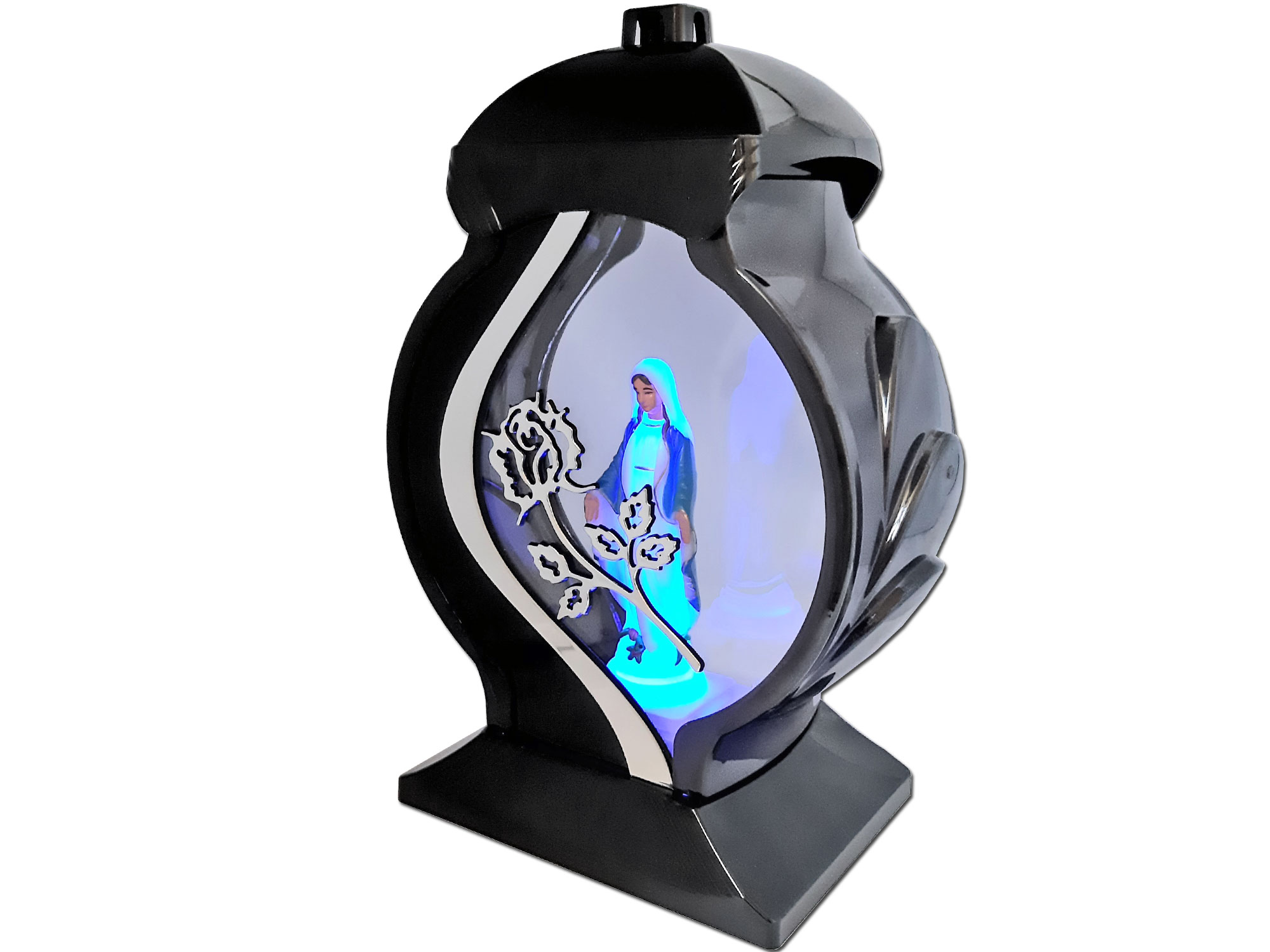 ZNICZ LAMPION OB LUSTRO CZARNY+FIGURKA LED