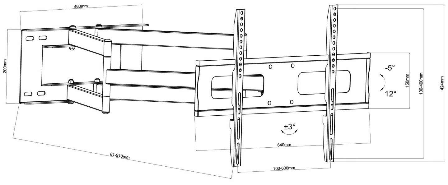 RAMIĘ 910mm WIESZAK UCHWYT Telewizora TV 32'- 80' Model LXLCD119