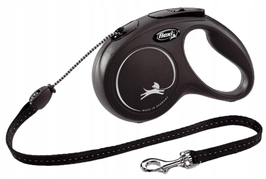 Levně Vodítko S 5 m do 15 kg, černá výsuvná šňůra pro psa kočku