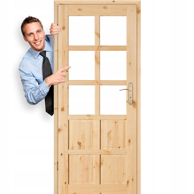 Drzwi do pokoju sosnowe sęczne surowe BACA 80 L P