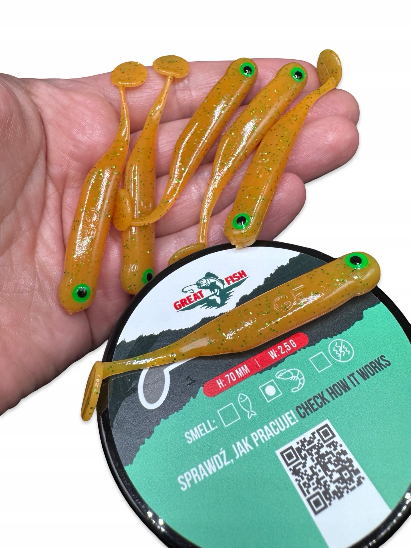 Guma Great Fish GF1 Shrimp Scent Curry Edycja Dzejsiok 7cm 2,5g 6SZT